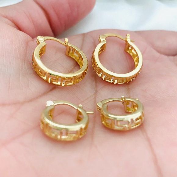 Greek Style Earrings, Small Greek Hoops - Picture 11 of 14